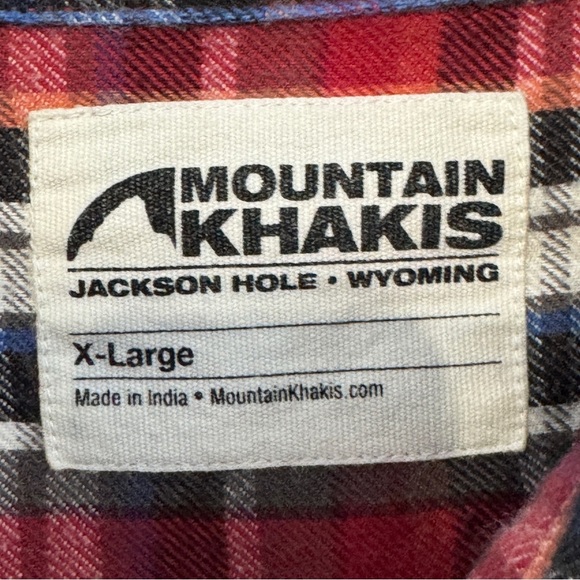 Mountain Khakis Flannel Plaid Shirt Men’s XL Red Button Front Long Sleeve Cotton - Picture 3 of 5